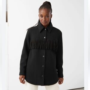 Other Stories Relaxed Button Up Fringe Jacke